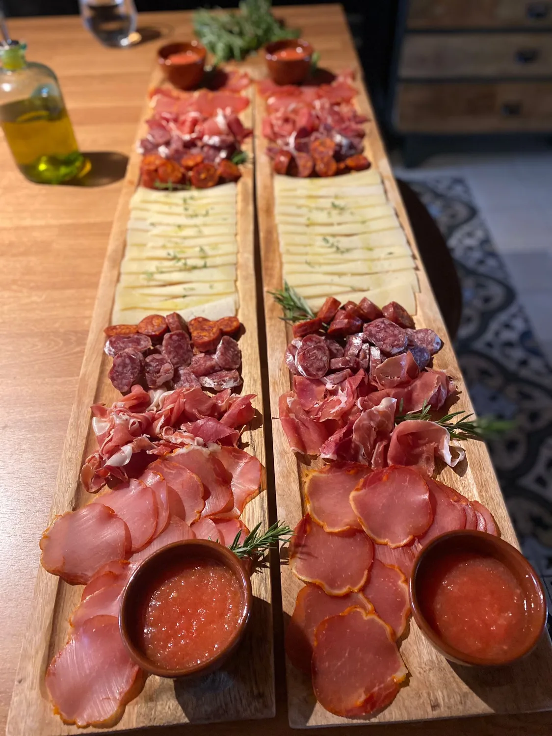 Boards of jamón and cheese